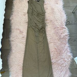 Zara Sheer Olive Green Dress with Built-in Bodysuit